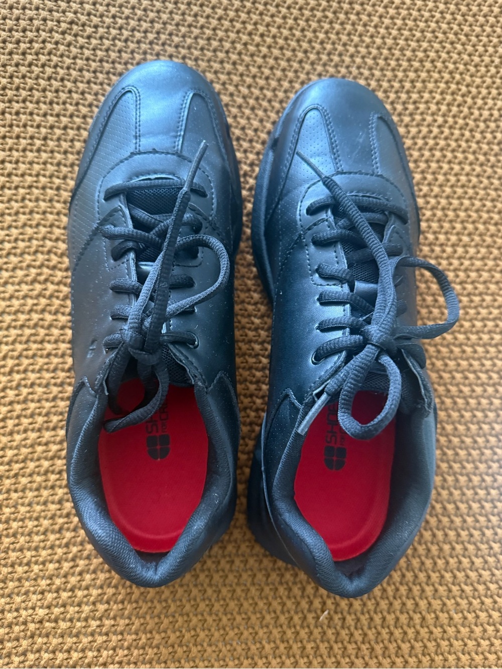 Shoes For Crews Black Lace-Up Work Sneakers with Red Insole
